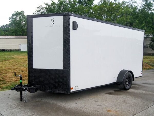 7x14 Enclosed Trailer White V-Nose Blackout Package 3,500lb Axle Storage - Image 3