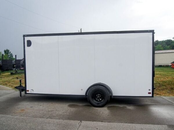 7x14 Enclosed Trailer White V-Nose Blackout Package 3,500lb Axle Storage - Image 4