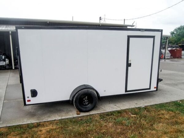 7x14 Enclosed Trailer White V-Nose Blackout Package 3,500lb Axle Storage - Image 7