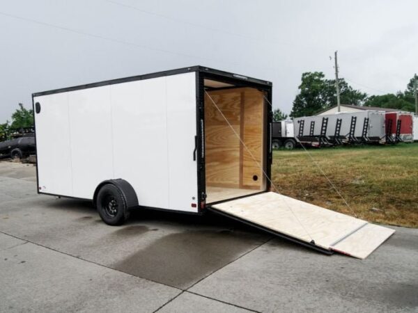 7x14 Enclosed Trailer White V-Nose Blackout Package 3,500lb Axle Storage - Image 14